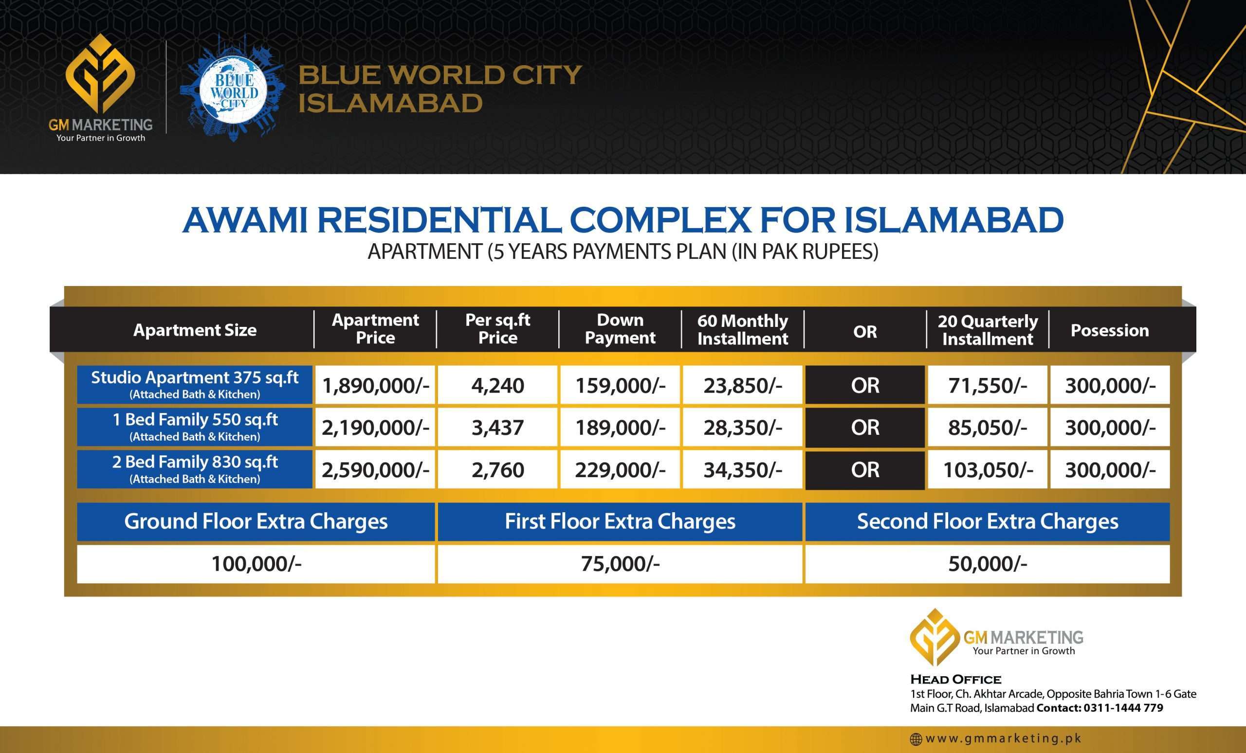 Awami Residential Complex Islamabad Payment Plan_GM Marketing