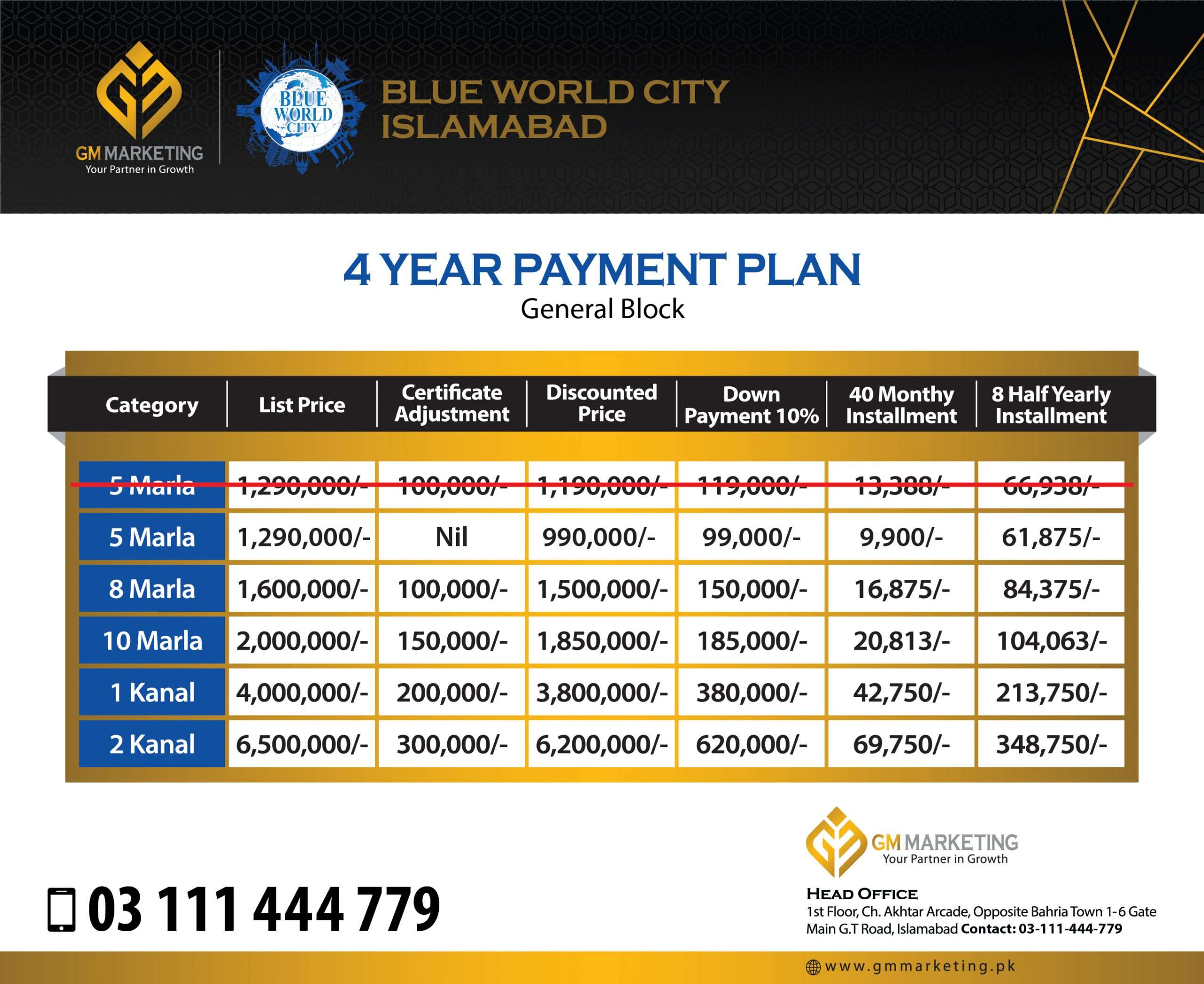 Blue World City Payment Plan General Block_GMMarrketing.pk